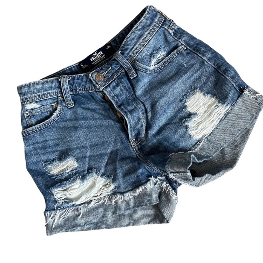 Hollister Frayed Denim Ripped Jean Shorts Size 24 - Picture 15 of 15